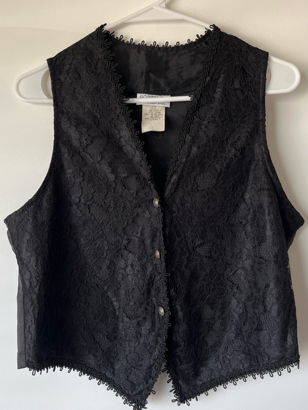 Vintage Black Lace Button-Front Vest